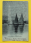 Preview: Ansichtskarte Mondschein AK Genf / Grand Jet d Eau / 1903 / Segelschiff – Barque – Baumaterial – Häuser